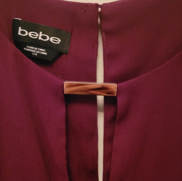 Bebe Burgundy Cold Shoulder Blouse - Picture 3 of 3